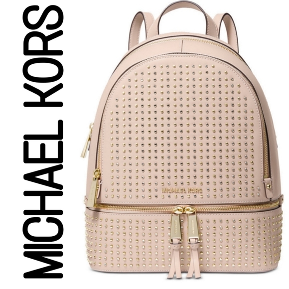 MICHAEL KORS RHEA ZIP PINK/GOLD BAGPACK - Picture 2 of 7